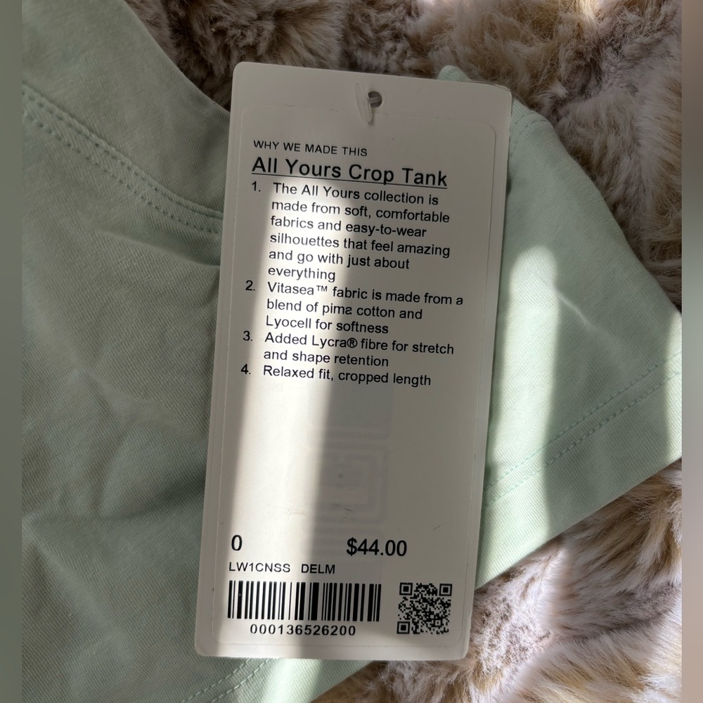 Lululemon All Yours Crop Tank in Delicate Mint - Picture 4 of 4